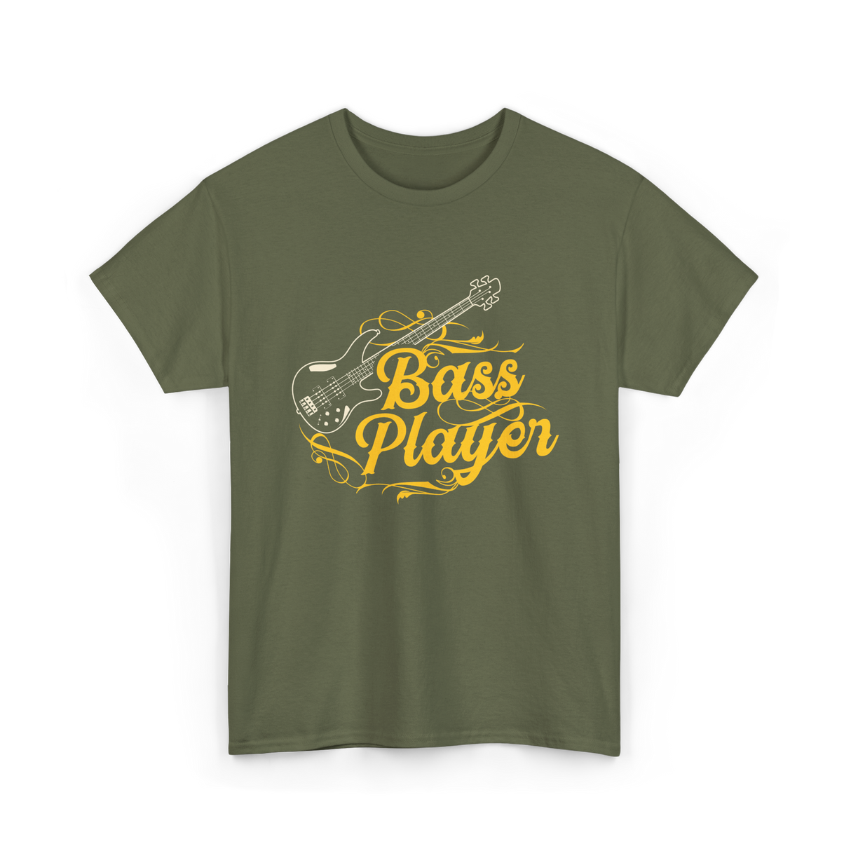 Bass Player Musician Guitar T-Shirt - Military Green