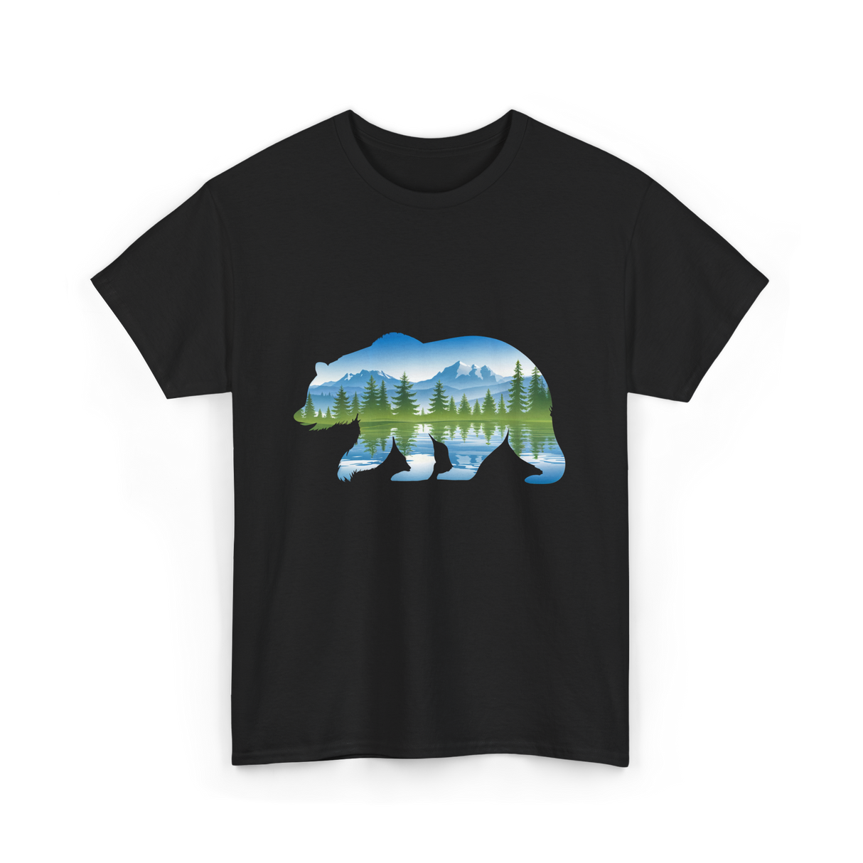 Bear Landscape Nature Wildlife T-Shirt - Black