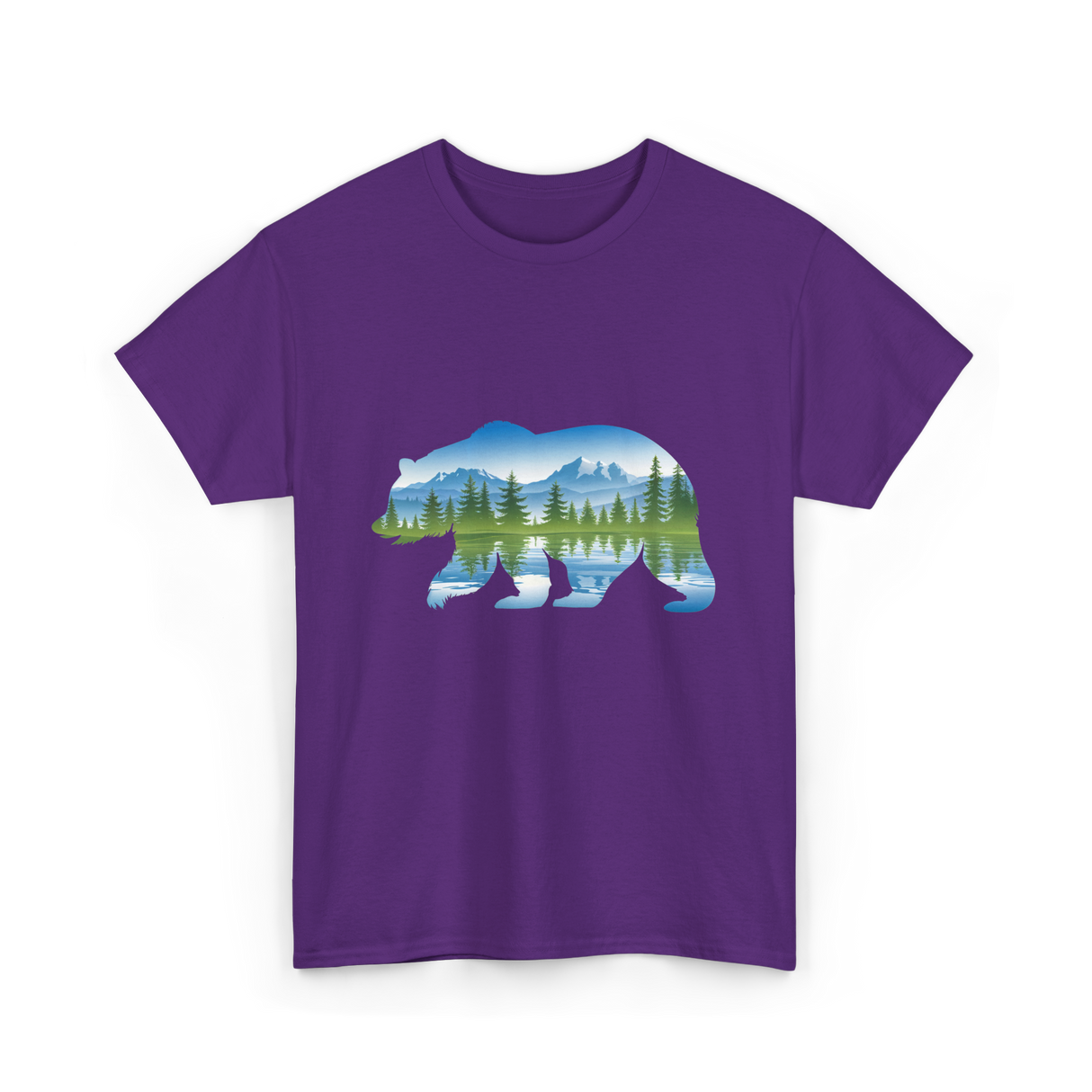 Bear Landscape Nature Wildlife T-Shirt - Purple