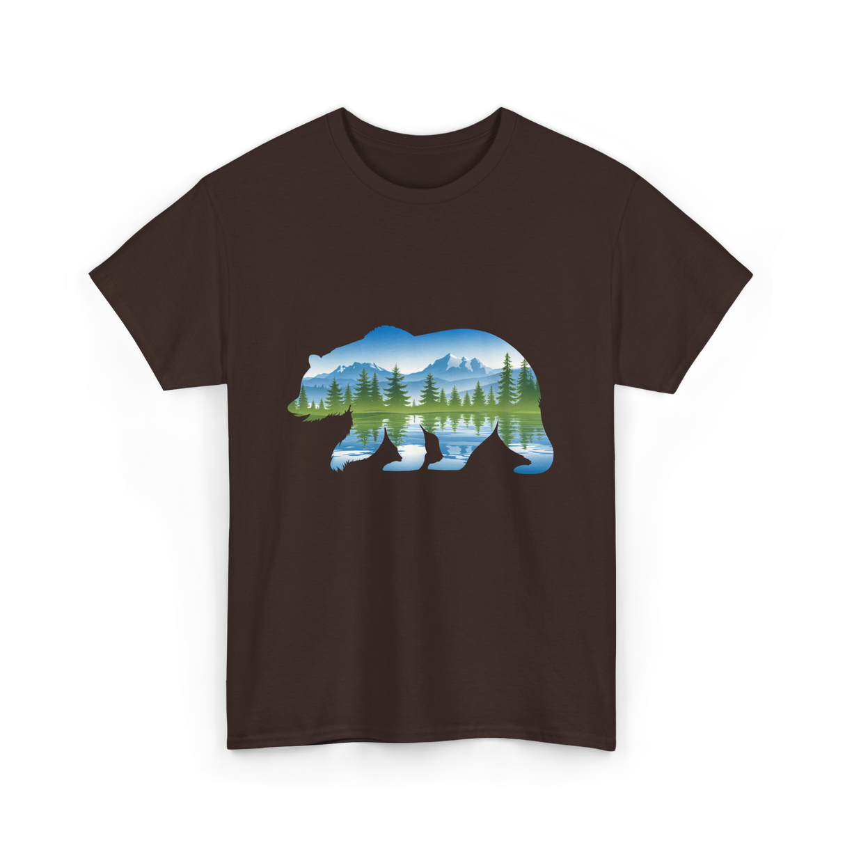 Bear Landscape Nature Wildlife T-Shirt - Dark Chocolate