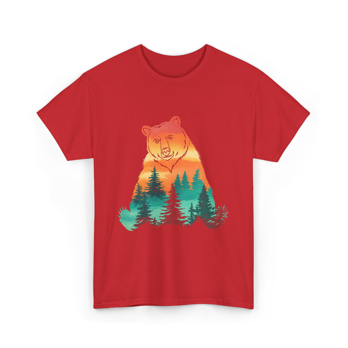 Bear Nature Forest Wildlife T-Shirt - Red