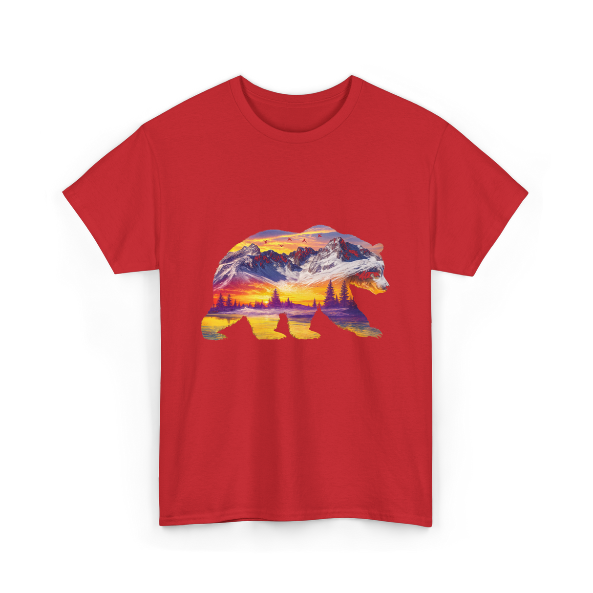 Bear Nature Landscape Wildlife T-Shirt - Red
