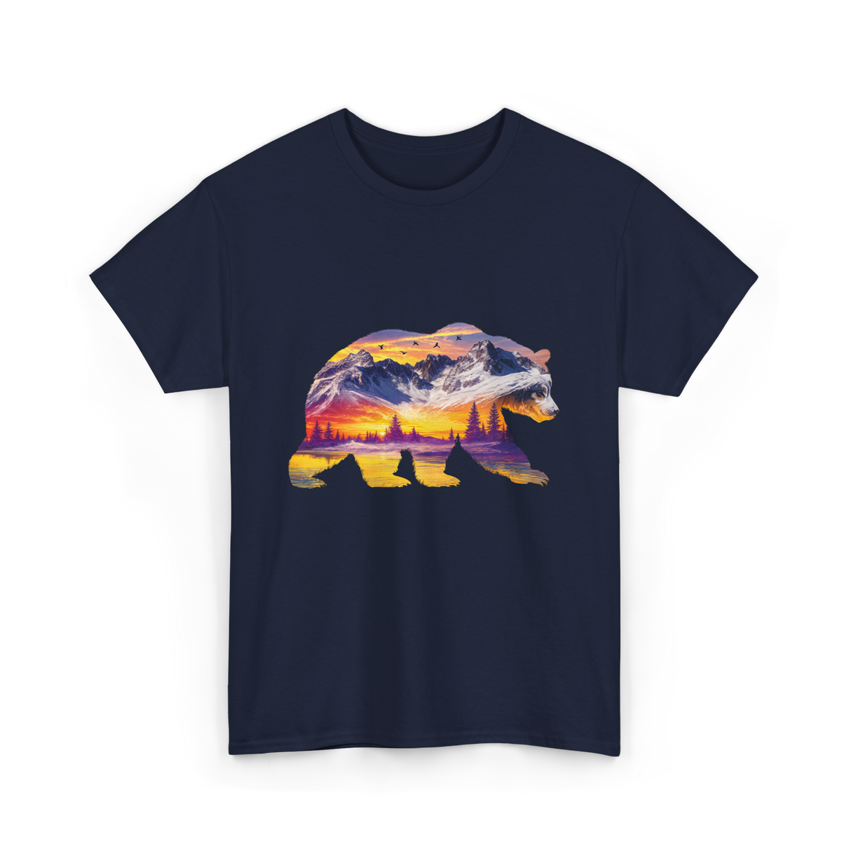 Bear Nature Landscape Wildlife T-Shirt - Navy