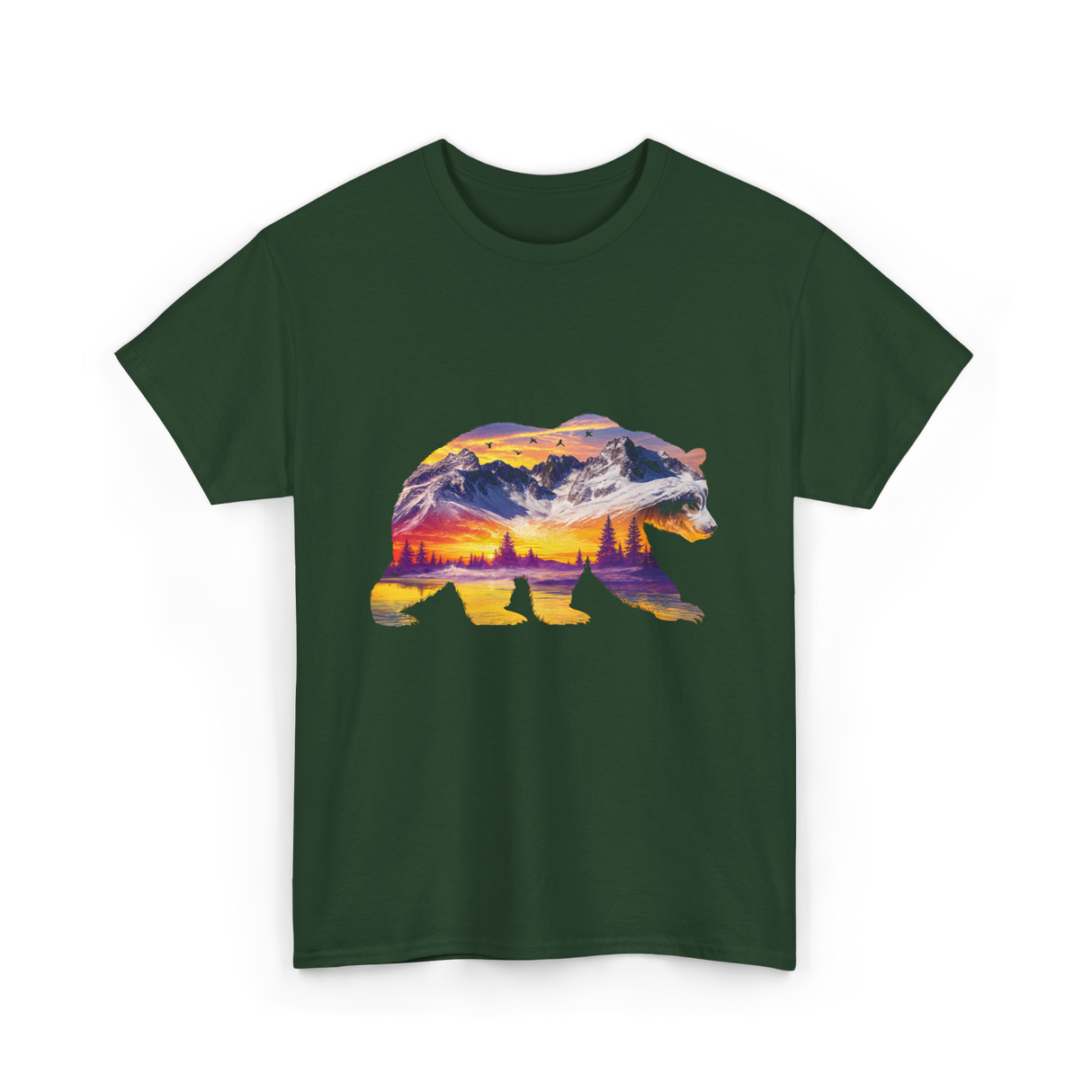 Bear Nature Landscape Wildlife T-Shirt - Forest Green