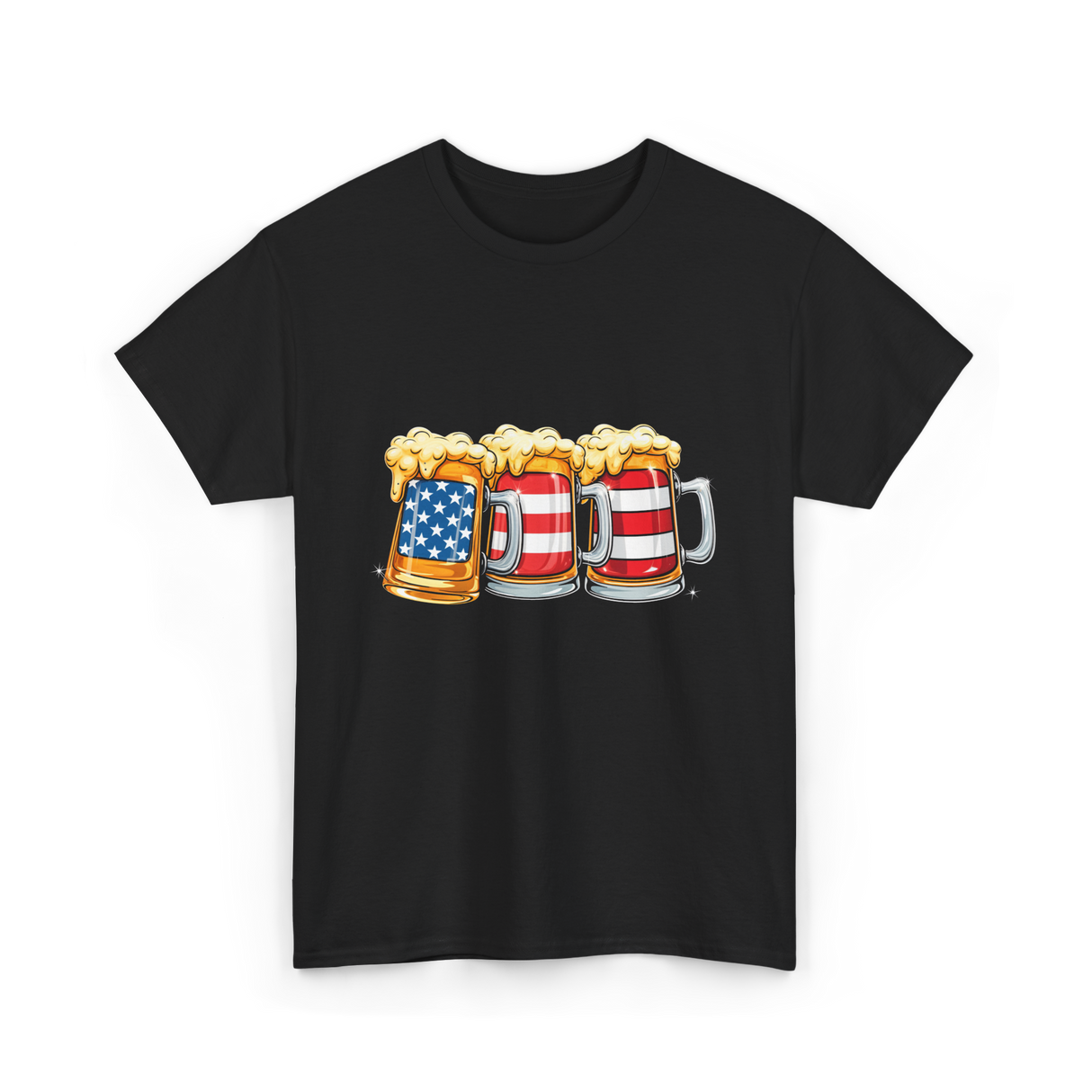 Beer American Flag Independence Drink T-Shirt - Black