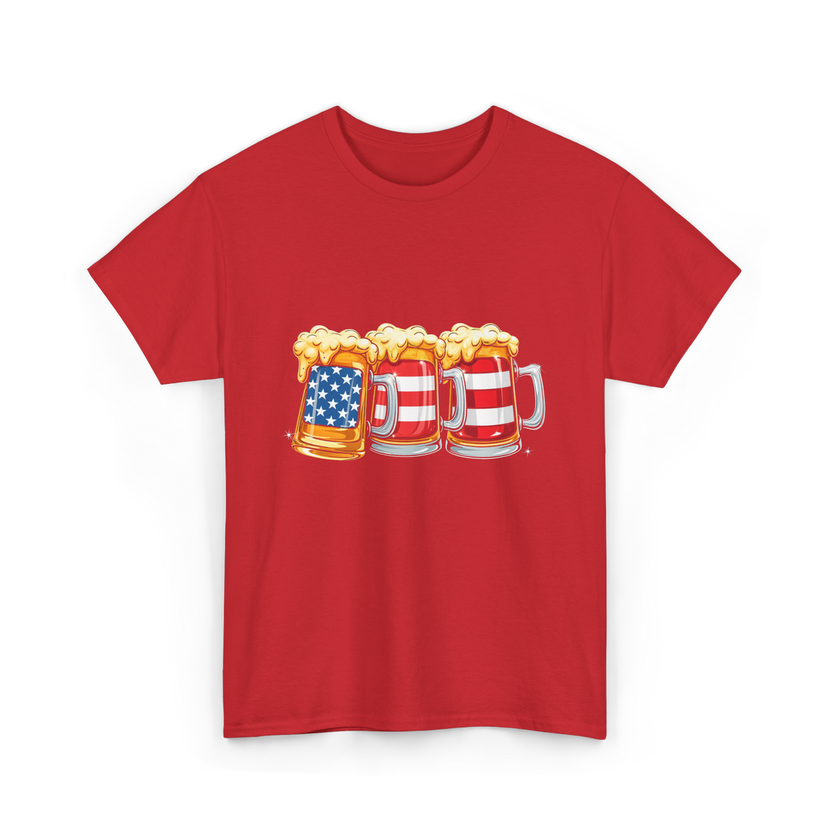 Beer American Flag Independence Drink T-Shirt - Red