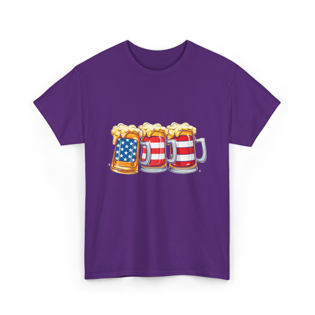 Beer American Flag Independence Drink T-Shirt - Purple