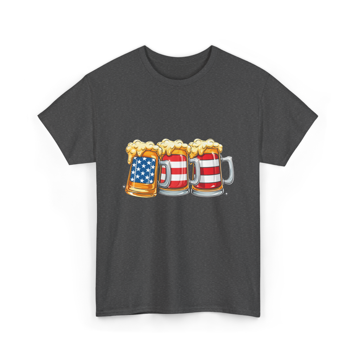Beer American Flag Independence Drink T-Shirt - Dark Heather