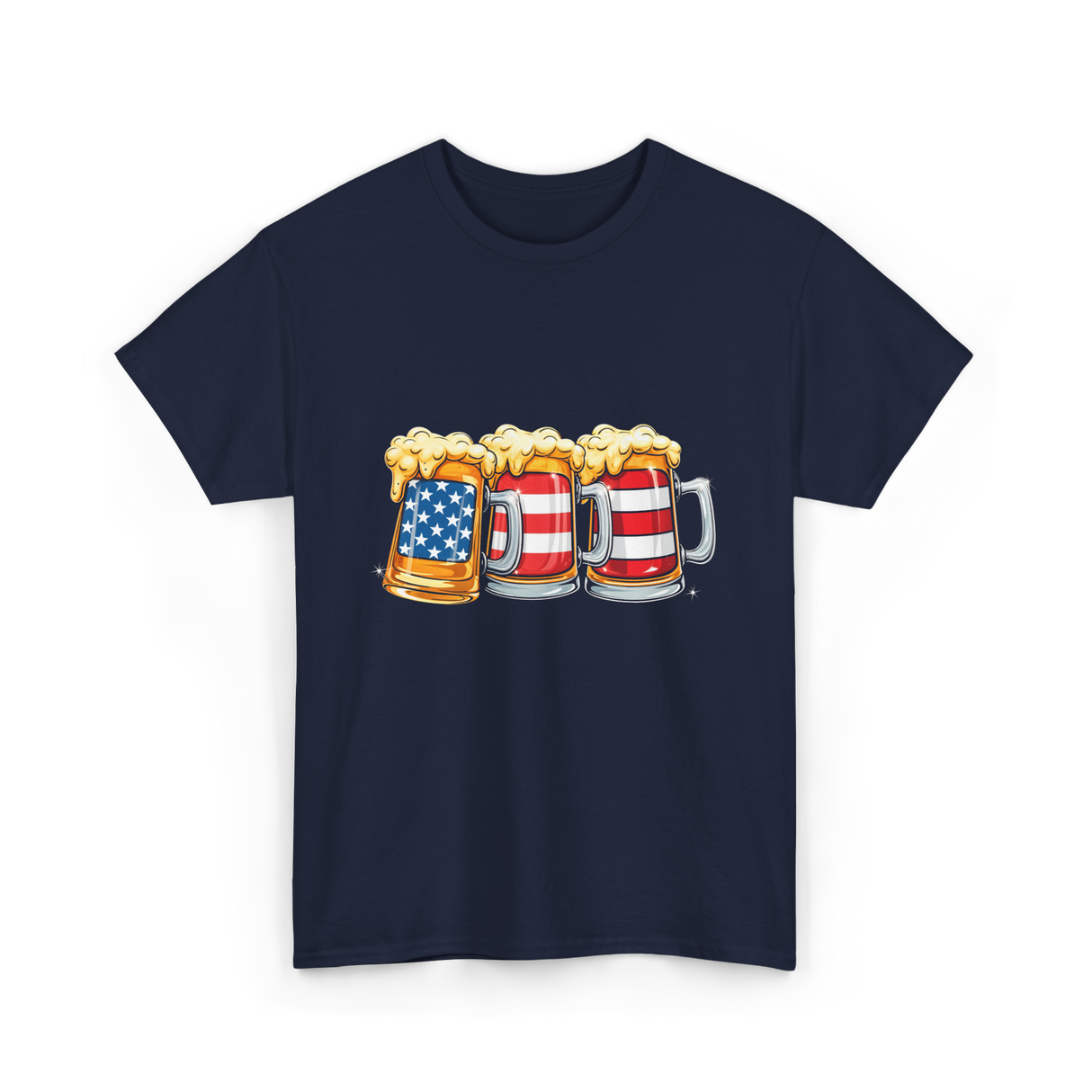 Beer American Flag Independence Drink T-Shirt - Navy