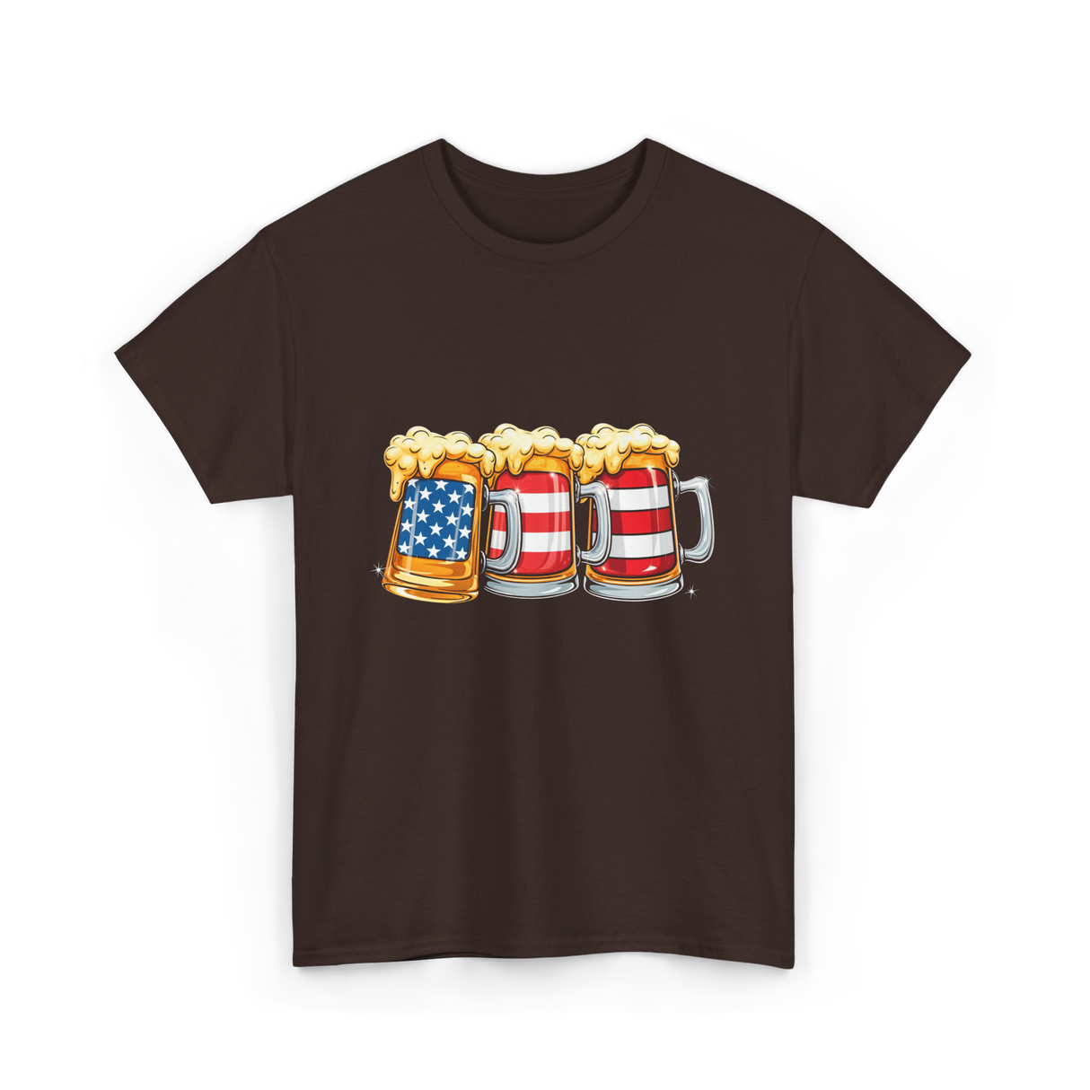 Beer American Flag Independence Drink T-Shirt - Dark Chocolate