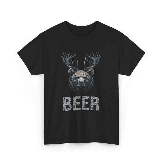 Beer Bear Grizzly Animal T-Shirt - Black