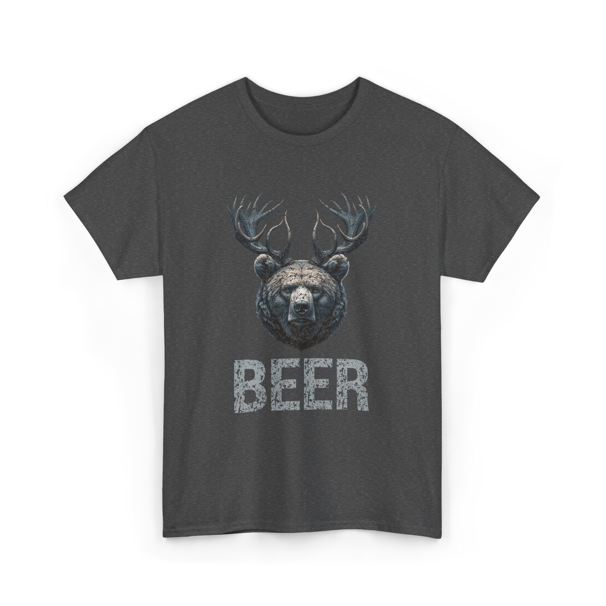 Beer Bear Grizzly Animal T-Shirt - Dark Heather