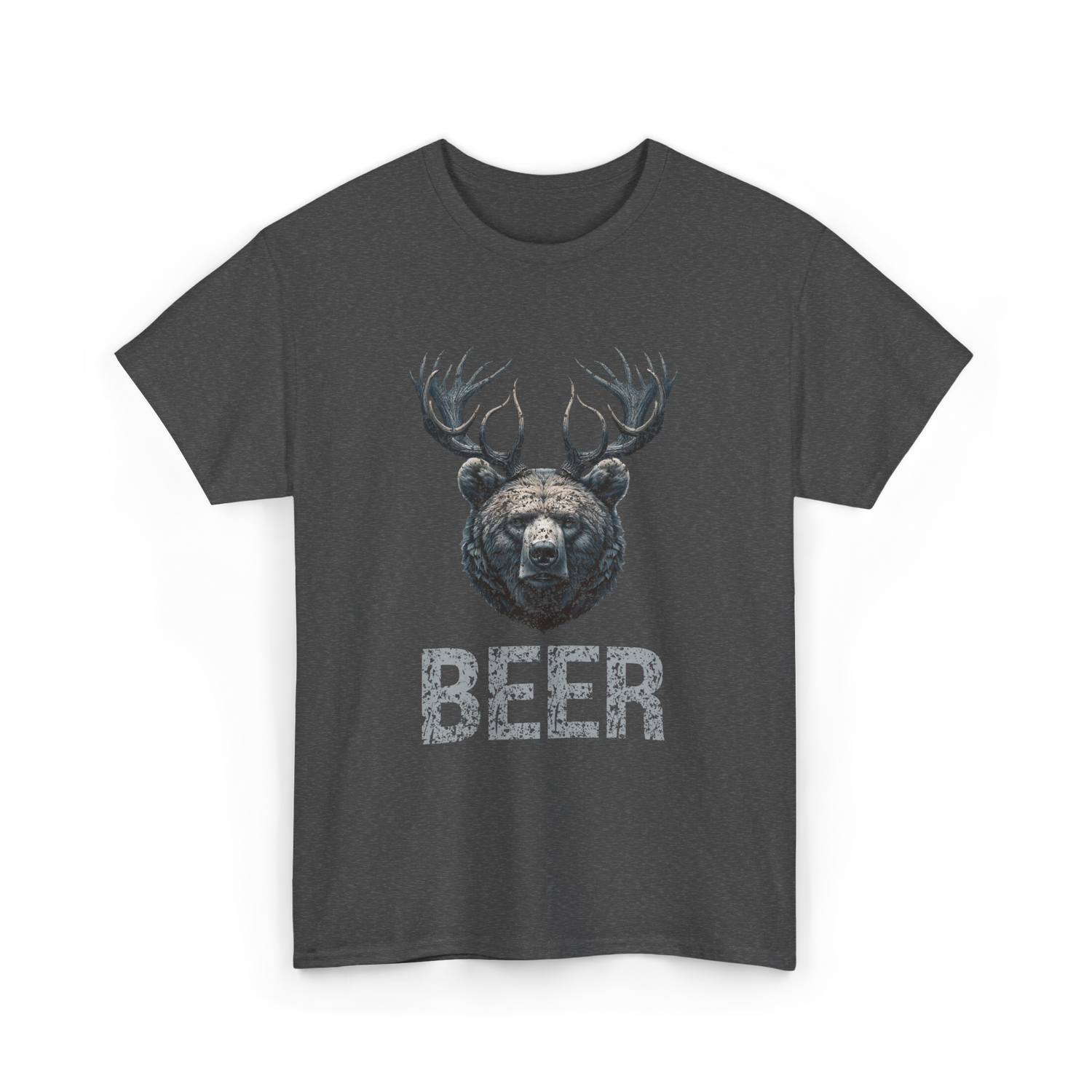 Beer Bear Grizzly Animal T-Shirt - Dark Heather