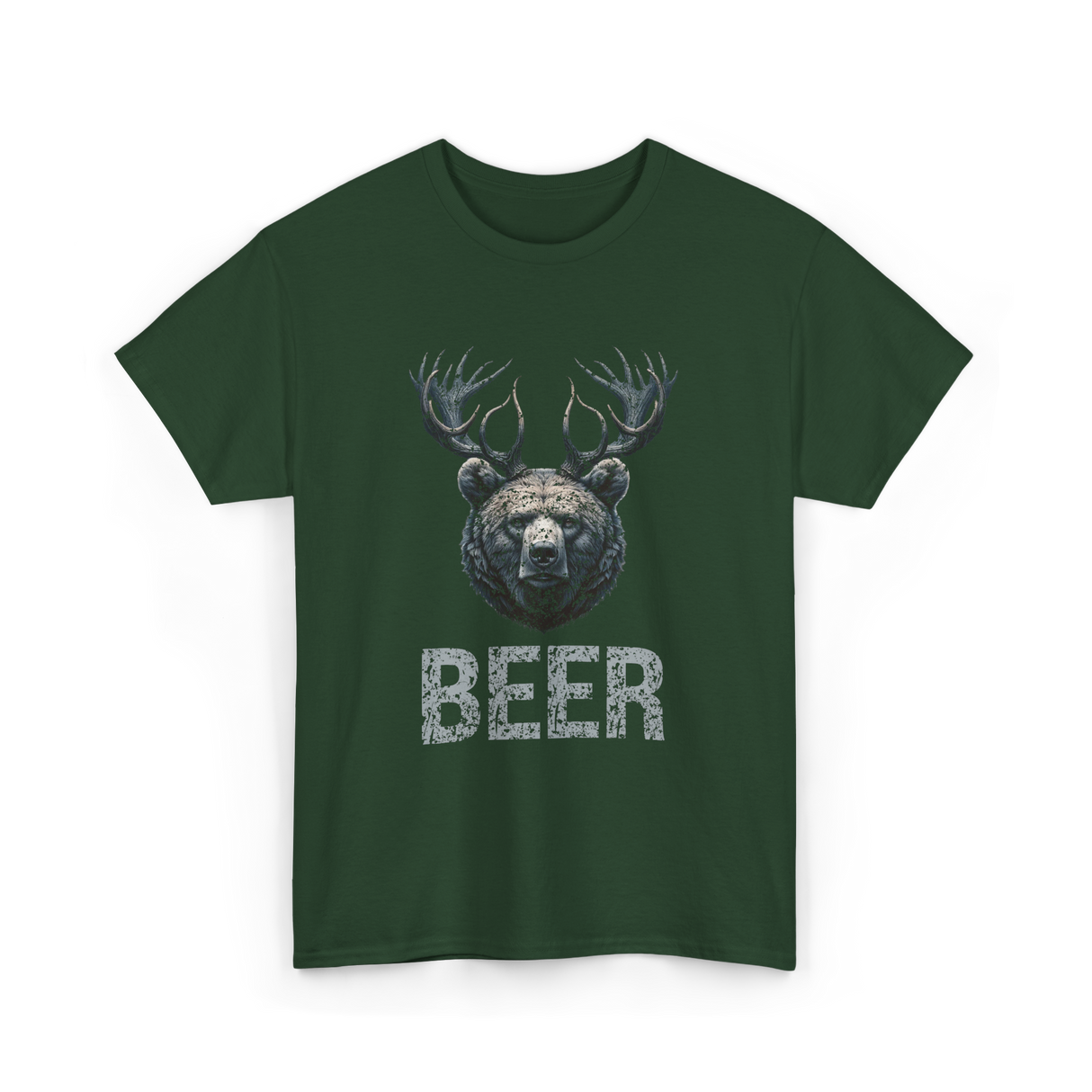 Beer Bear Grizzly Animal T-Shirt - Forest Green