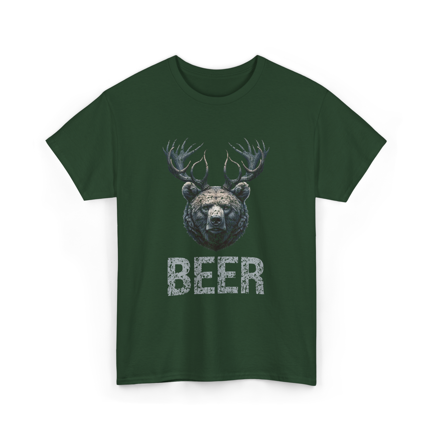 Beer Bear Grizzly Animal T-Shirt - Forest Green