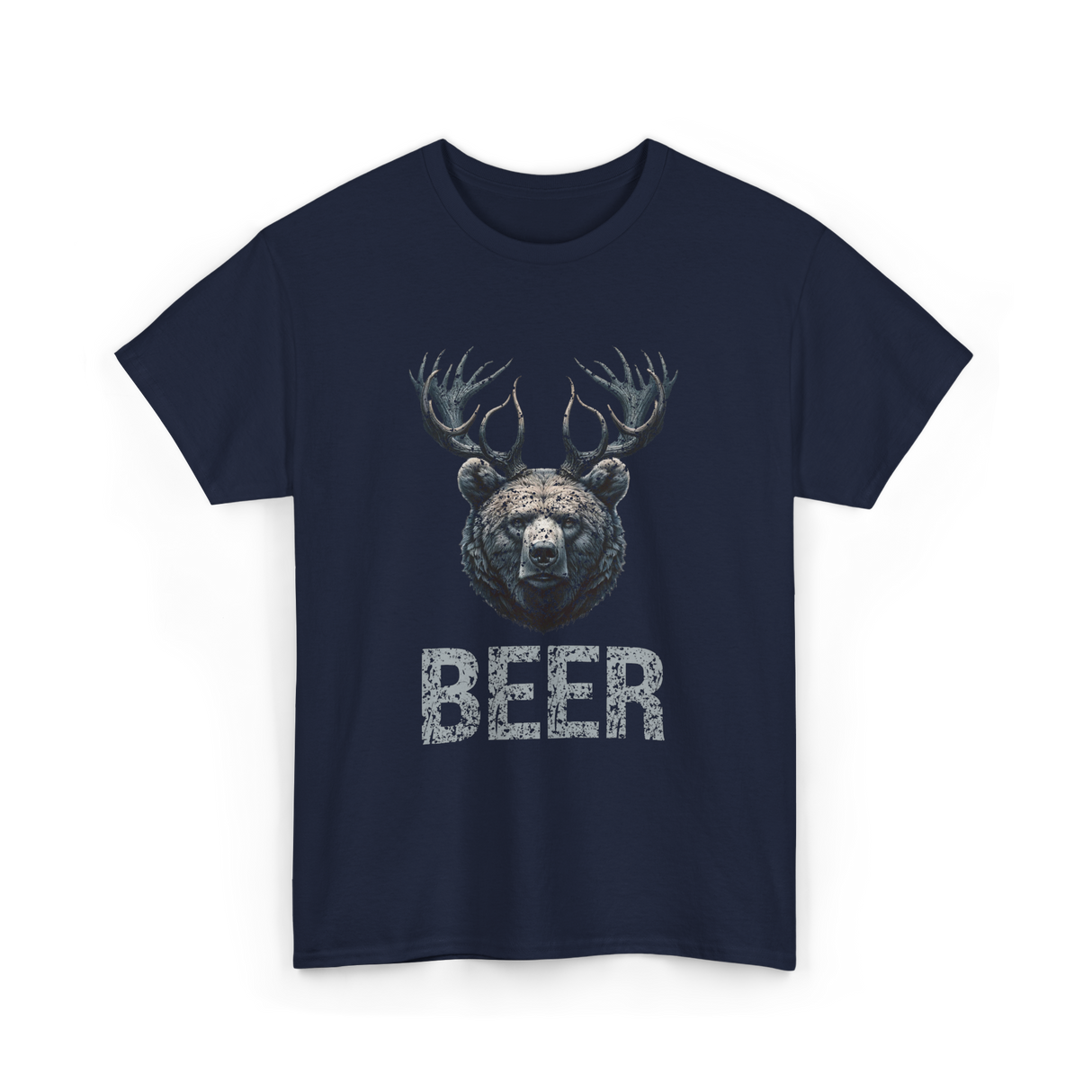 Beer Bear Grizzly Animal T-Shirt - Navy
