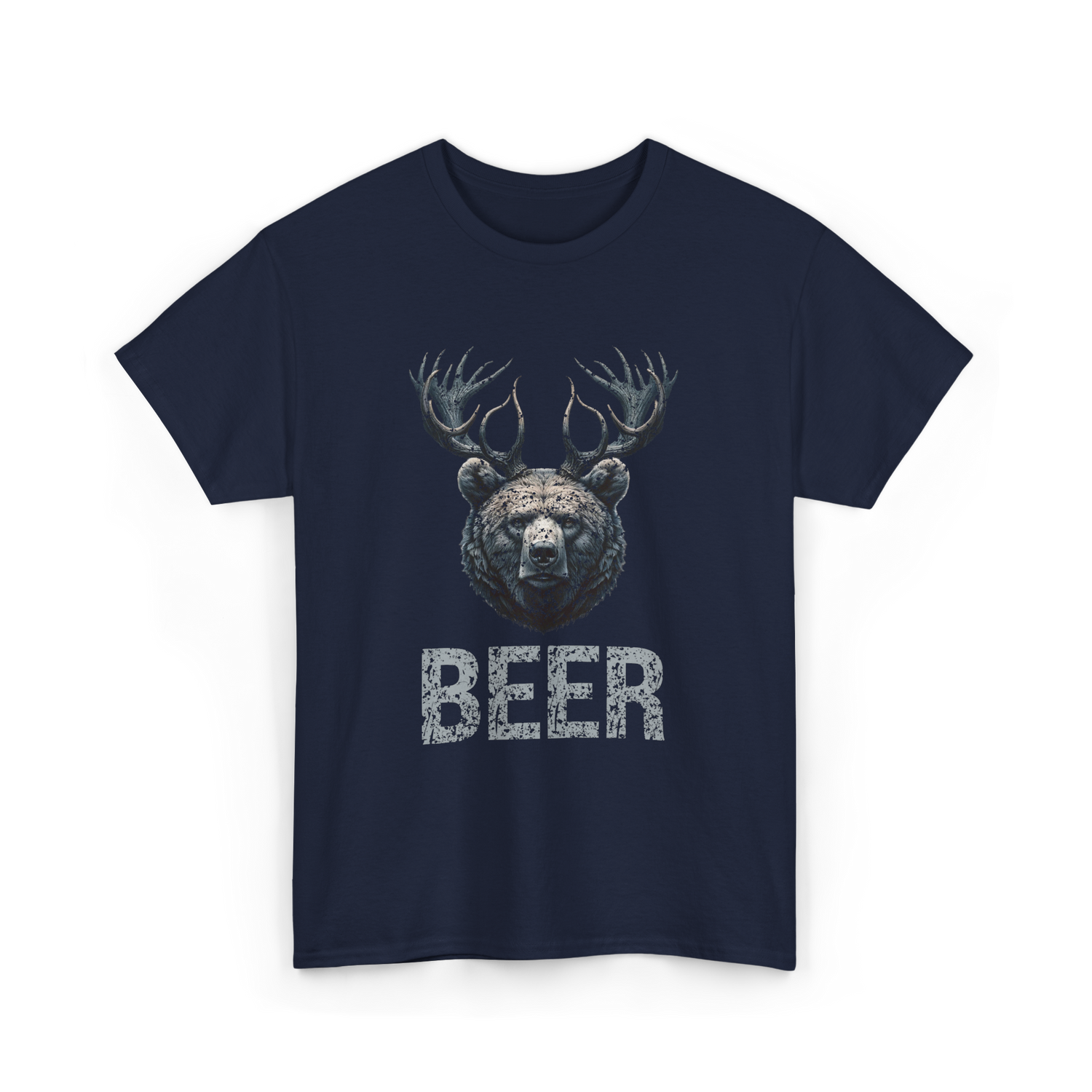 Beer Bear Grizzly Animal T-Shirt - Navy