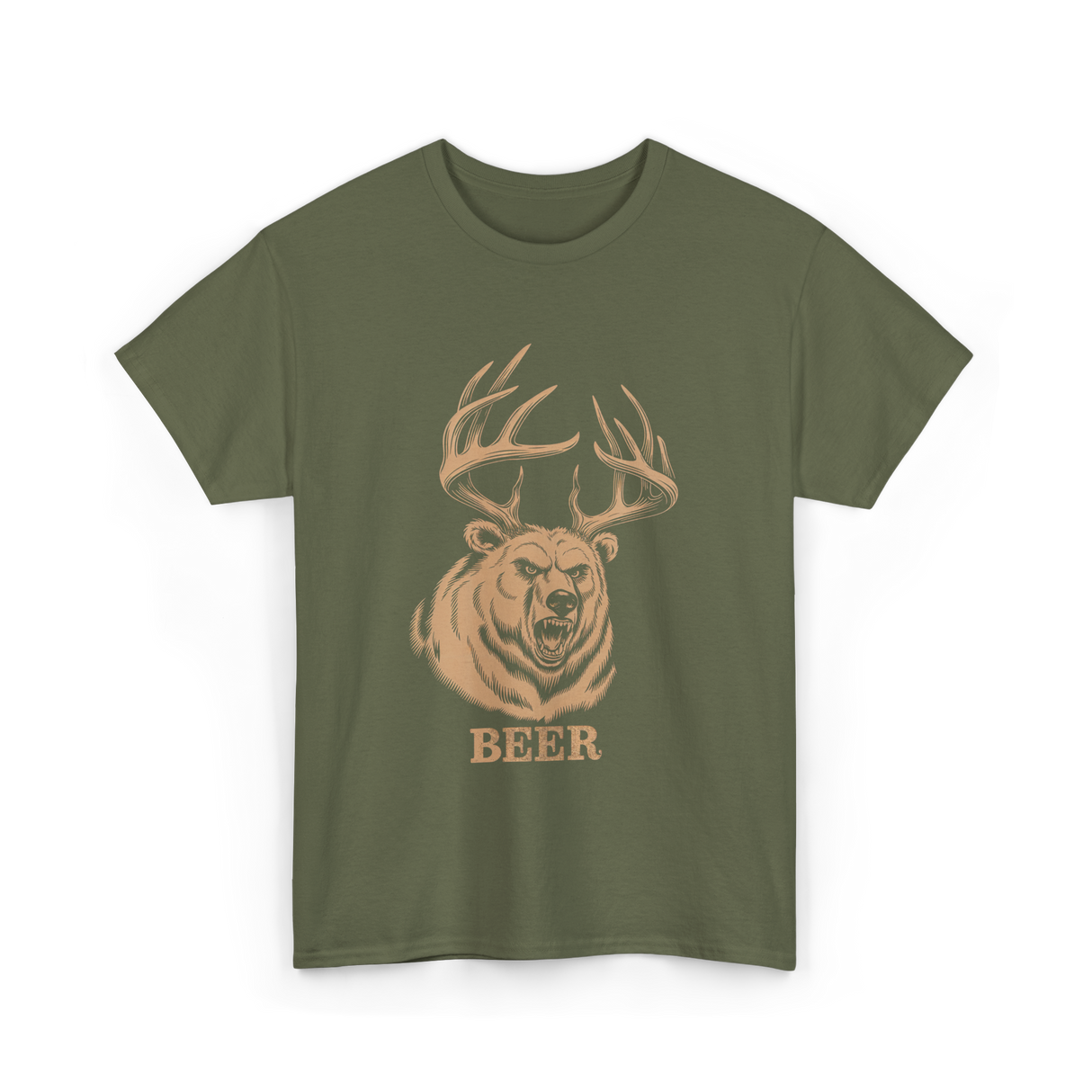 Beer Bear Hunter T-Shirt - Military Green
