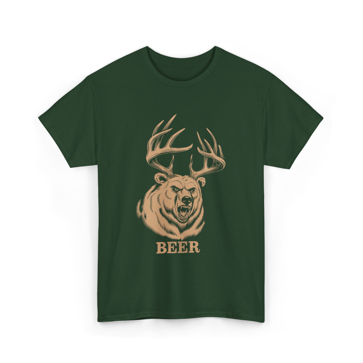 Beer Bear Hunter T-Shirt - Forest Green