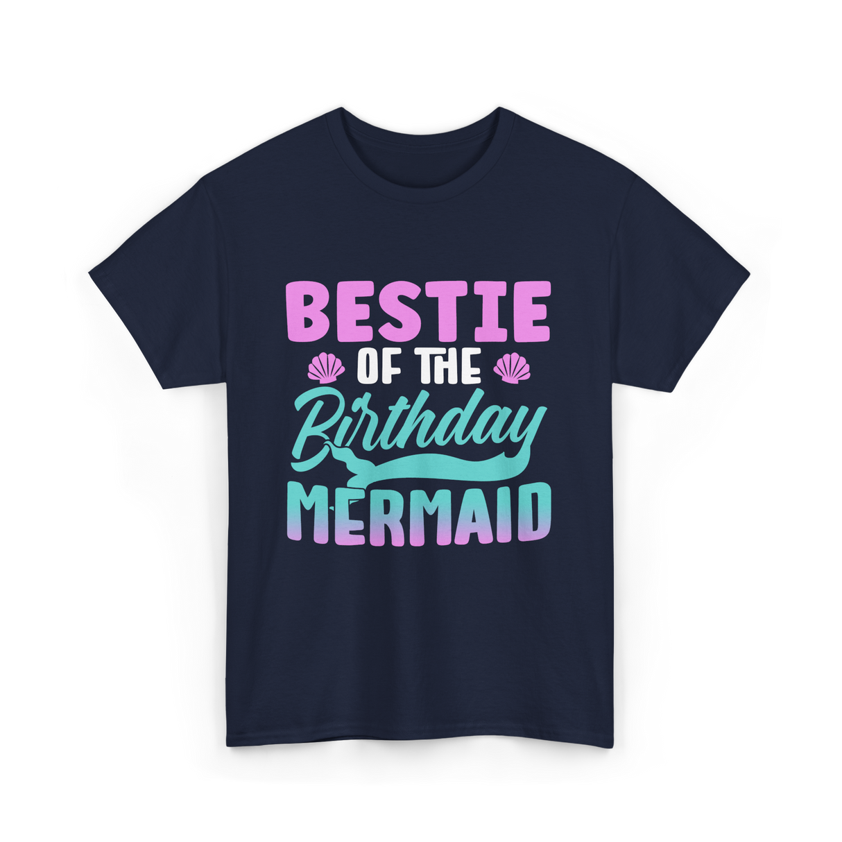 Bestie Mermaid Birthday Party T-Shirt - Navy