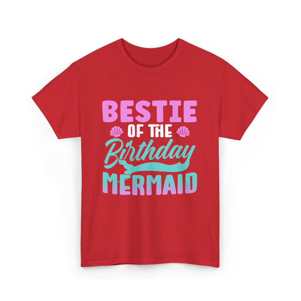 Bestie Mermaid Birthday Party T-Shirt - Red
