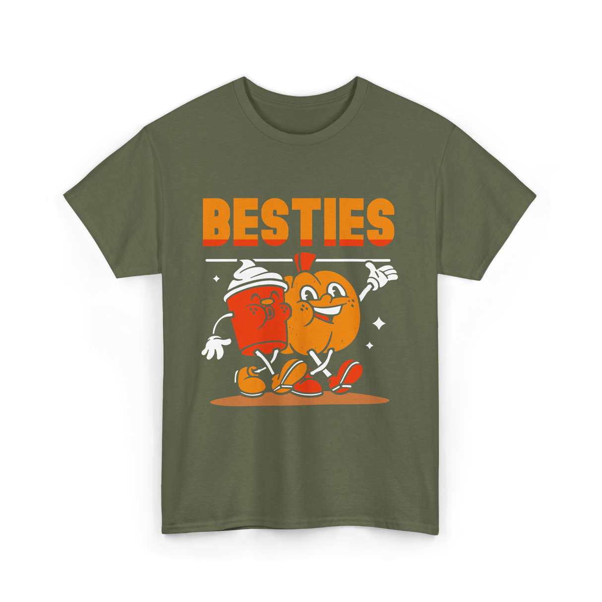 Besties Friendship Friends T-Shirt - Military Green