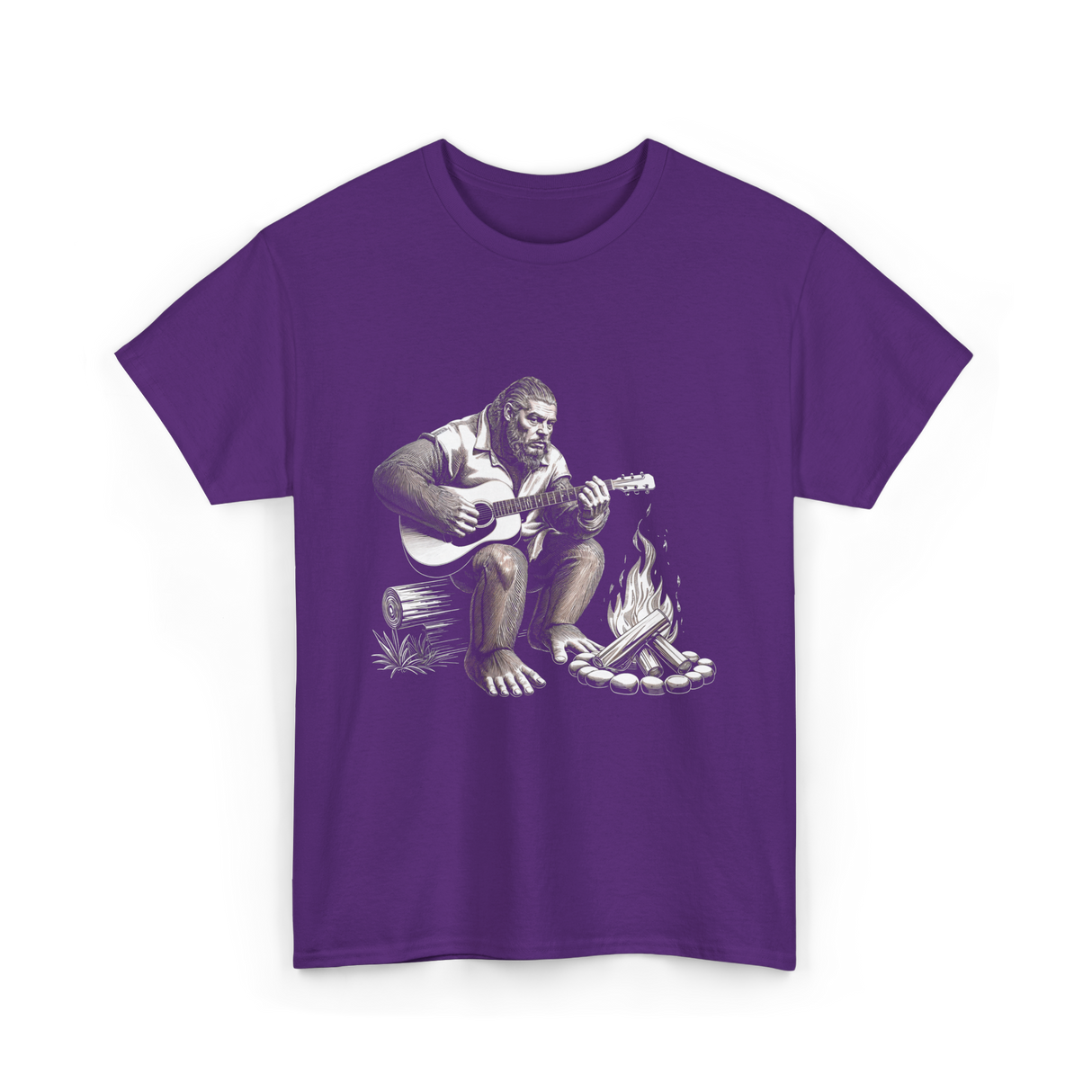 Bigfoot Playing Guitar Sasquatch T-Shirt - Purple