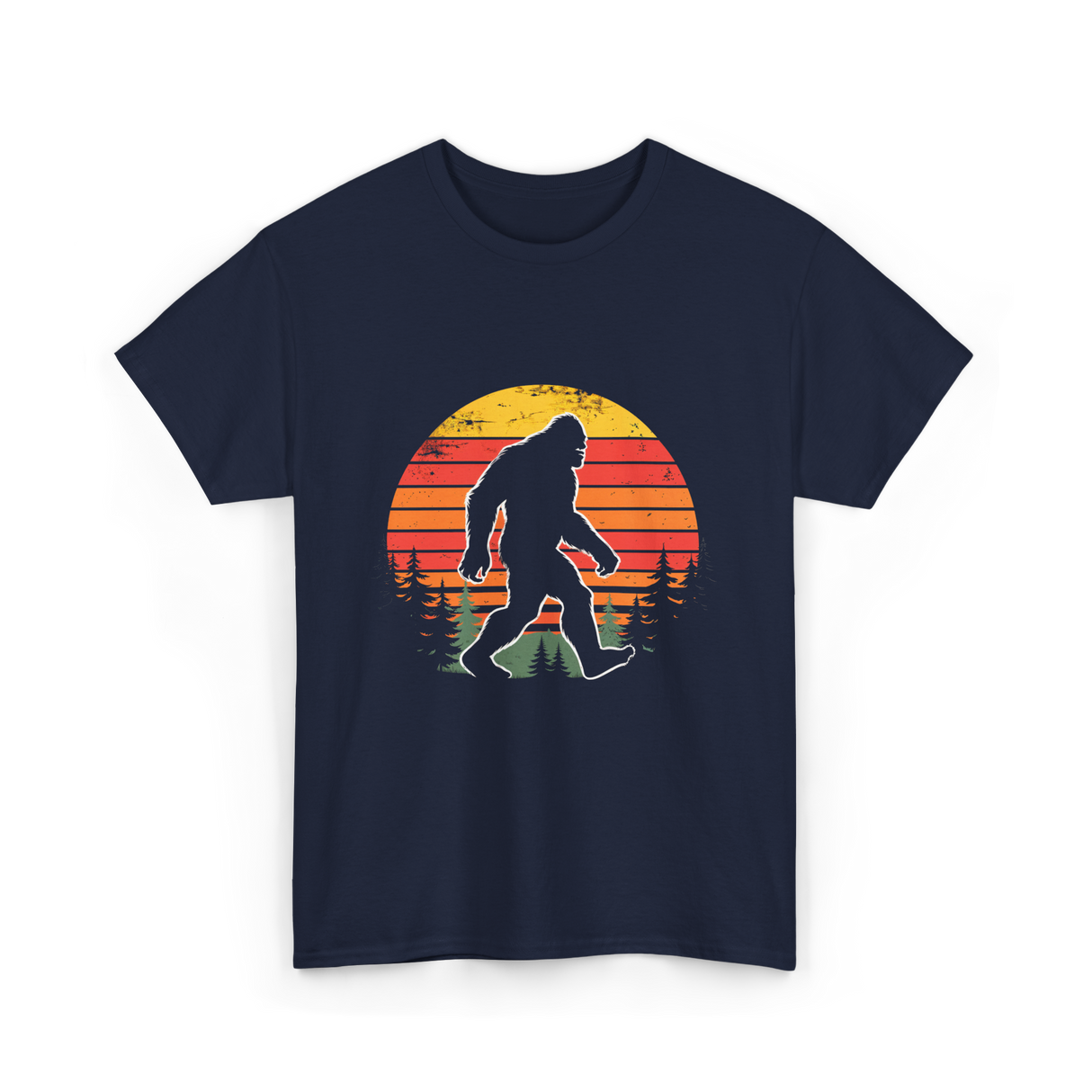 Bigfoot Silhouette Sasquatch Hunter T-Shirt - Navy