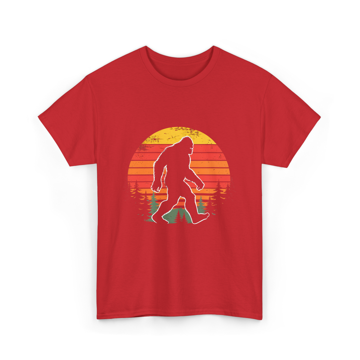 Bigfoot Silhouette Sasquatch Hunter T-Shirt - Red