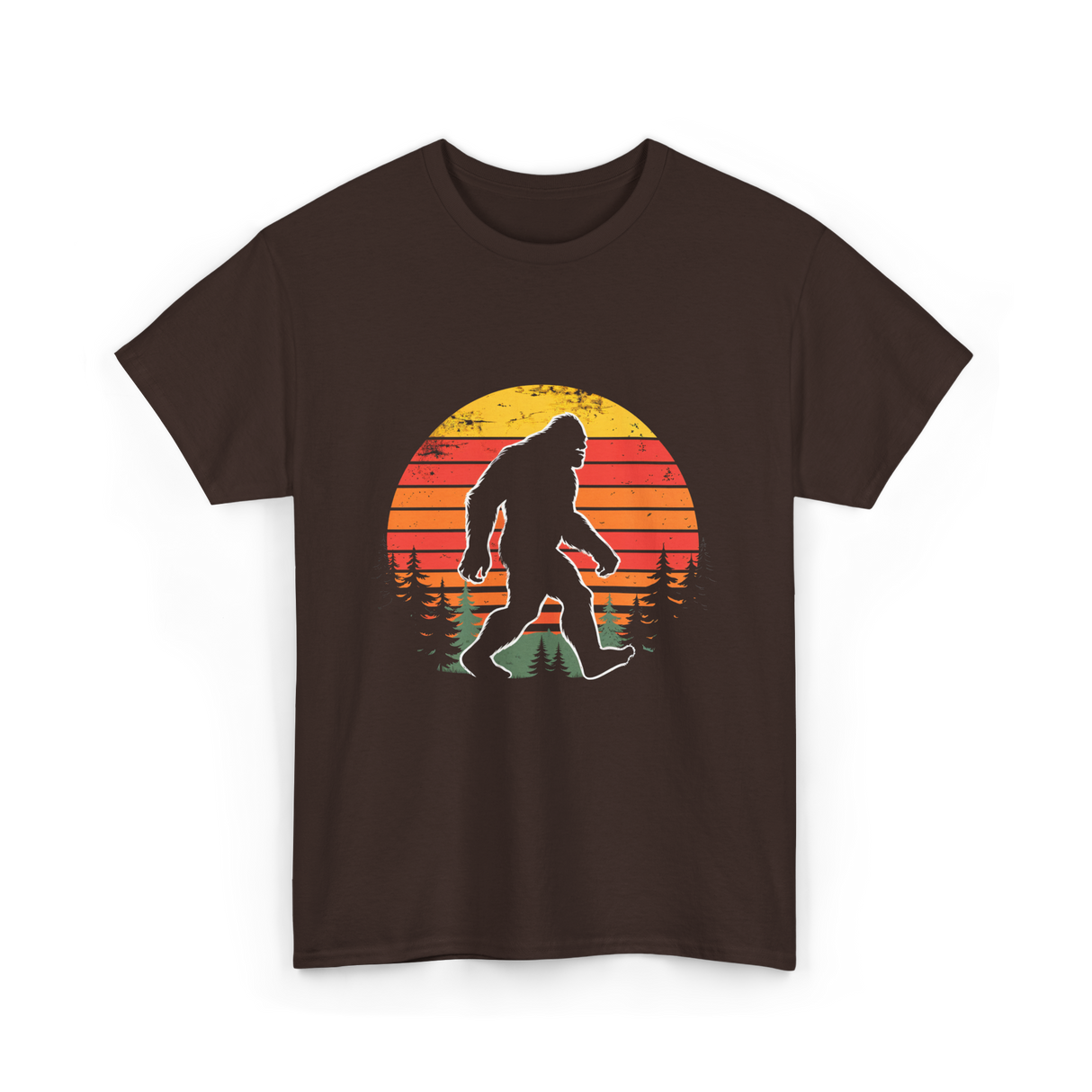 Bigfoot Silhouette Sasquatch Hunter T-Shirt - Dark Chocolate