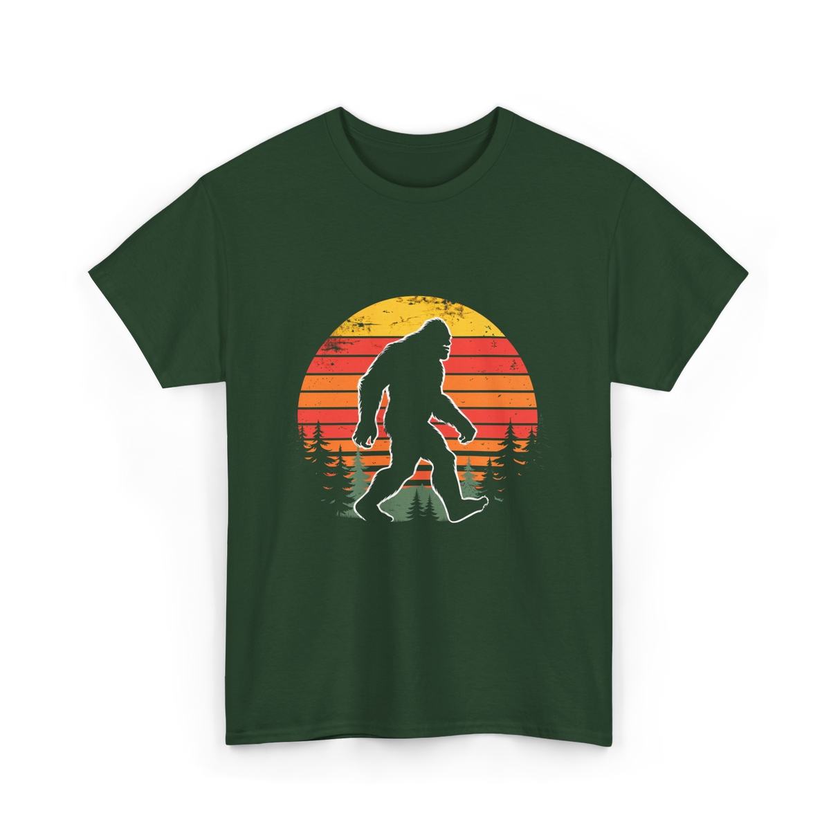 Bigfoot Silhouette Sasquatch Hunter T-Shirt - Forest Green