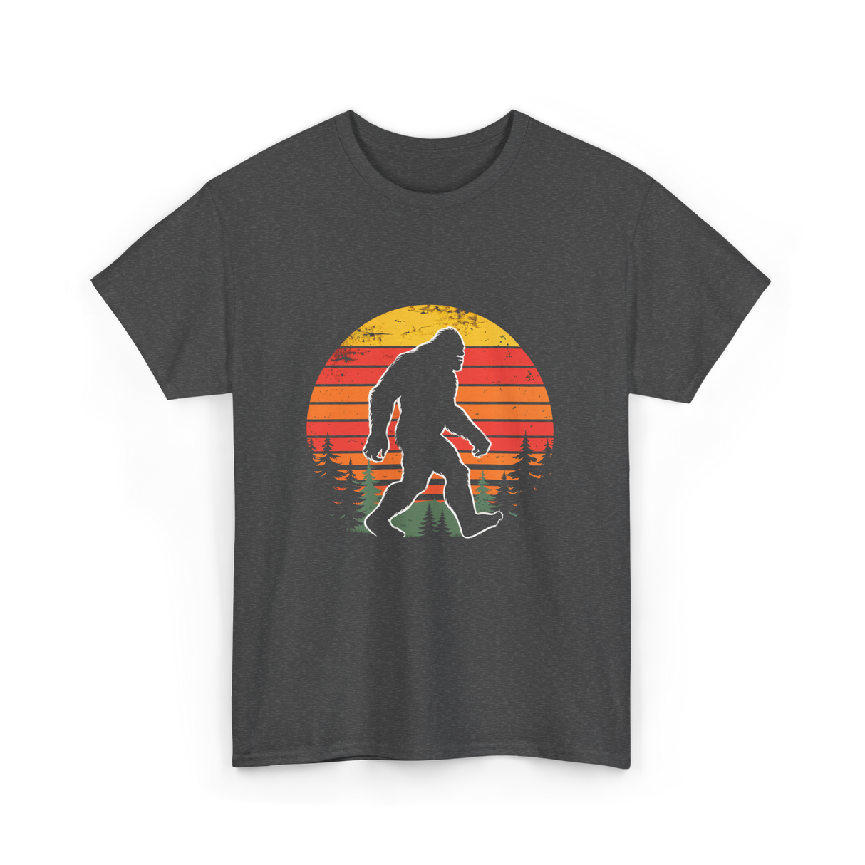 Bigfoot Silhouette Sasquatch Hunter T-Shirt - Dark Heather