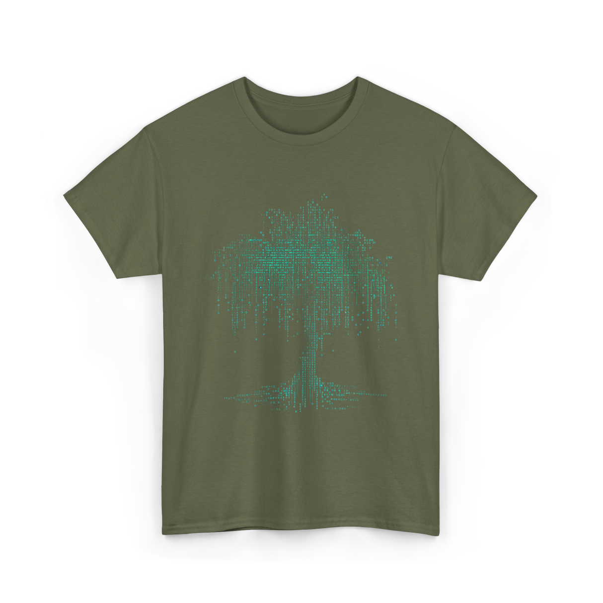Binary Tree Coding Programmer Code T-Shirt - Military Green