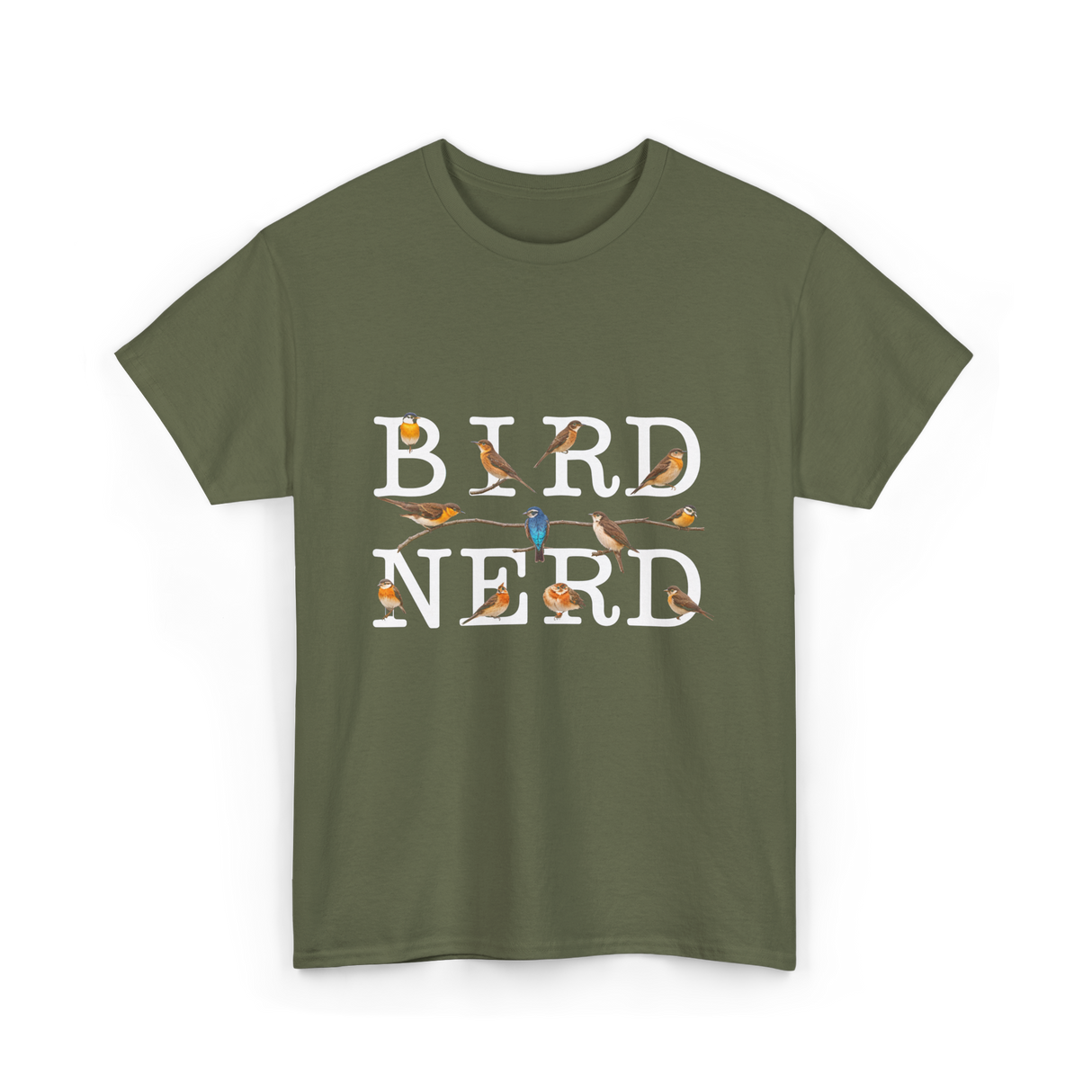 Bird Nerd Birdwatching T-Shirt - Military Green