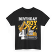 Birthday Boy 4th Excavator Construction T-Shirt - Black