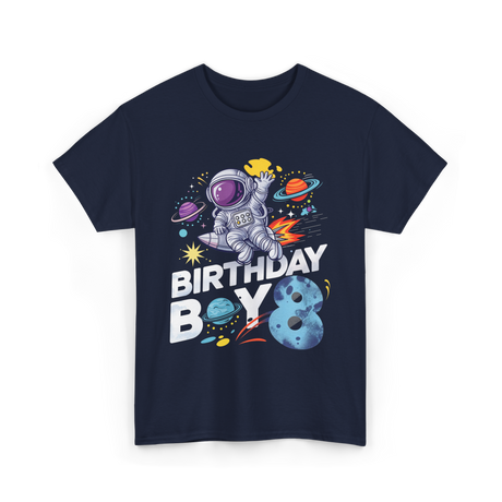 Birthday Boy 8 Space Explorer T-Shirt - Navy