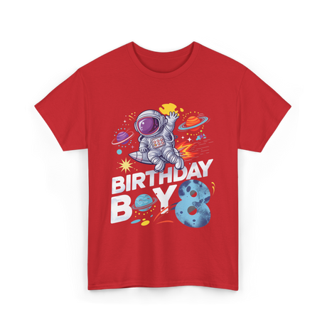 Birthday Boy 8 Space Explorer T-Shirt - Red