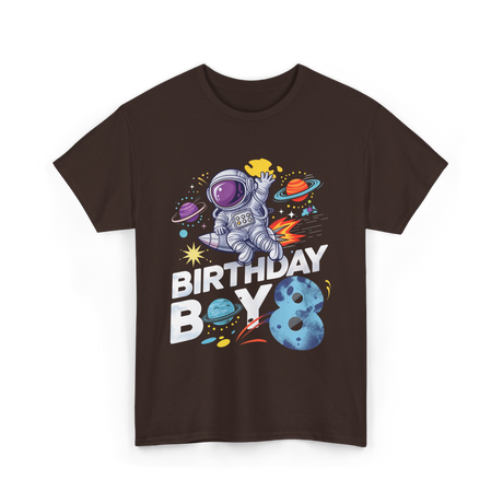 Birthday Boy 8 Space Explorer T-Shirt - Dark Chocolate
