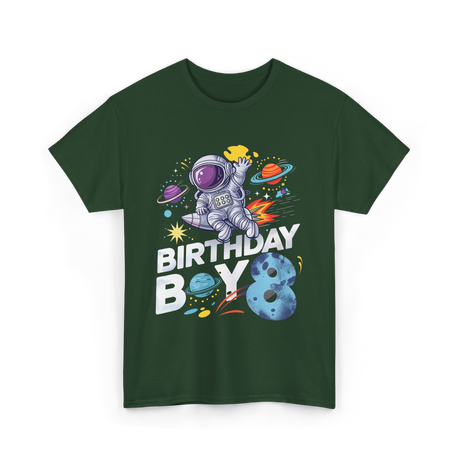 Birthday Boy 8 Space Explorer T-Shirt - Forest Green