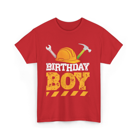 Birthday Boy Construction Birthday T-Shirt - Red