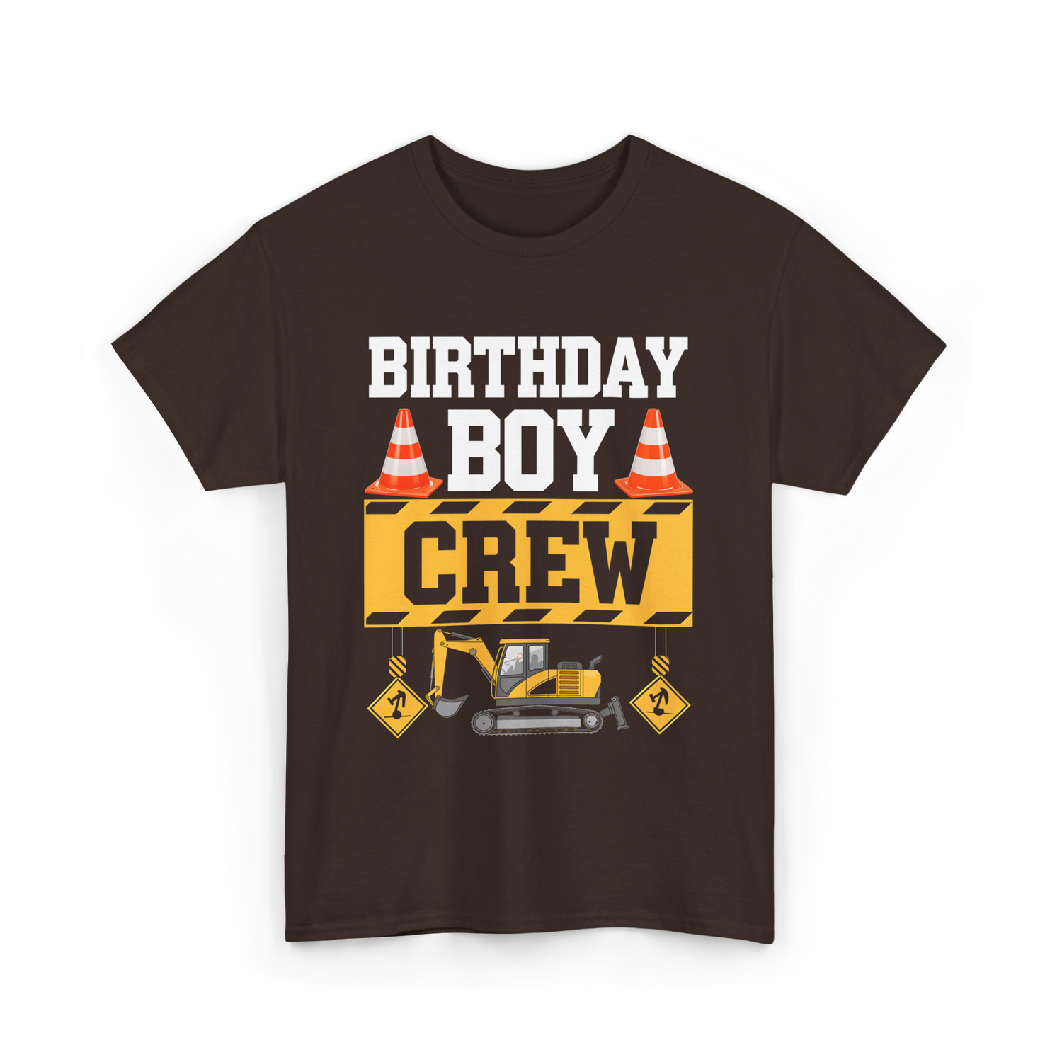 Birthday Boy Crew Construction T-Shirt - Dark Chocolate