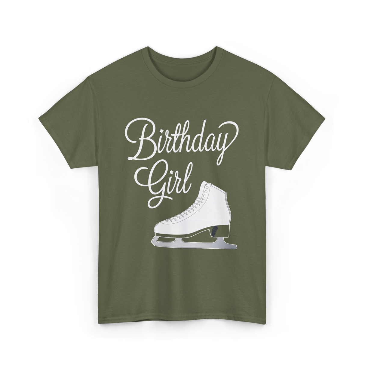 Birthday Girl Ice Skating T-Shirt - Military Green