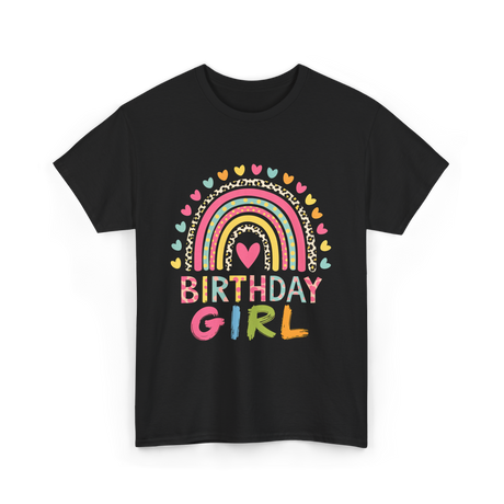 Birthday Girl Rainbow Celebration T-Shirt - Black