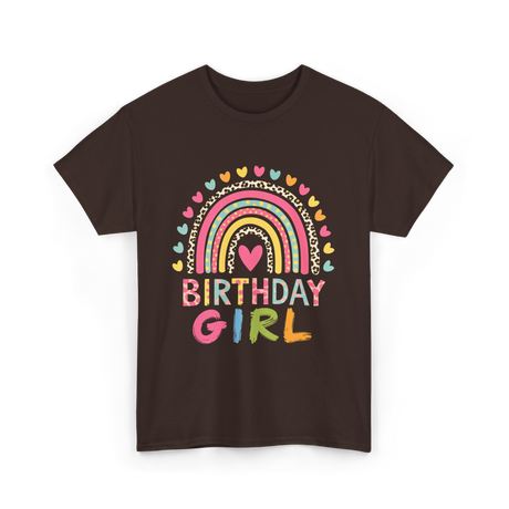 Birthday Girl Rainbow Celebration T-Shirt - Dark Chocolate