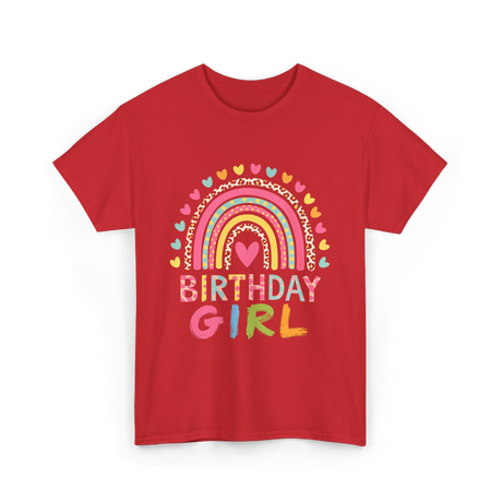 Birthday Girl Rainbow Celebration T-Shirt - Red