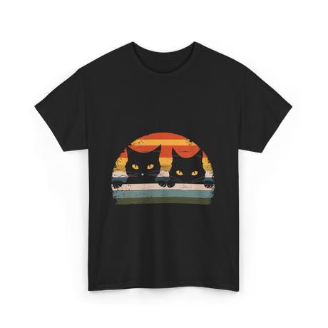 Black Cat Retro Cats Cat Lover T-Shirt - Black