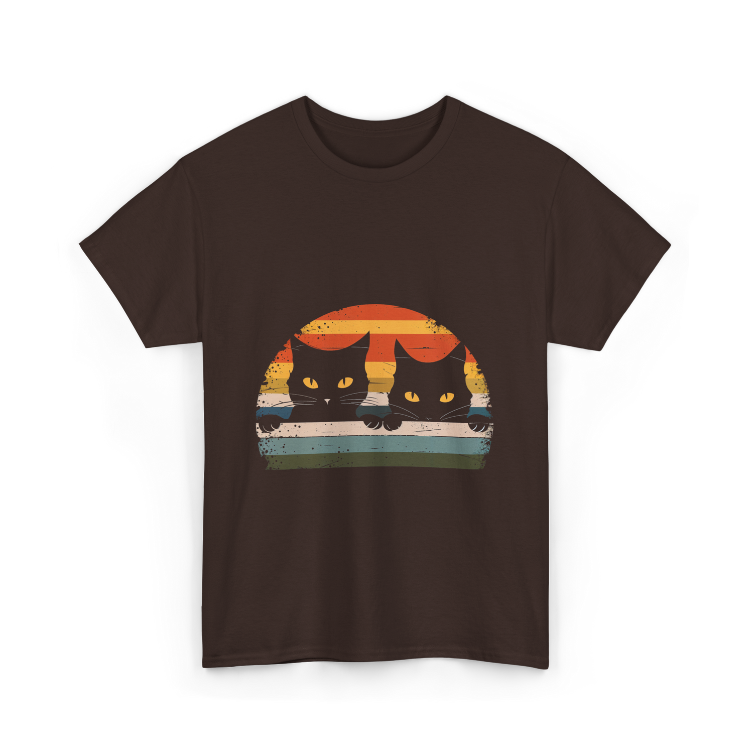 Black Cat Retro Cats Cat Lover T-Shirt - Dark Chocolate