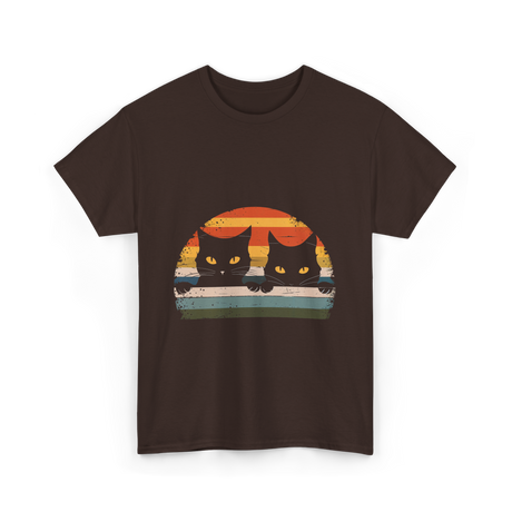Black Cat Retro Cats Cat Lover T-Shirt - Dark Chocolate