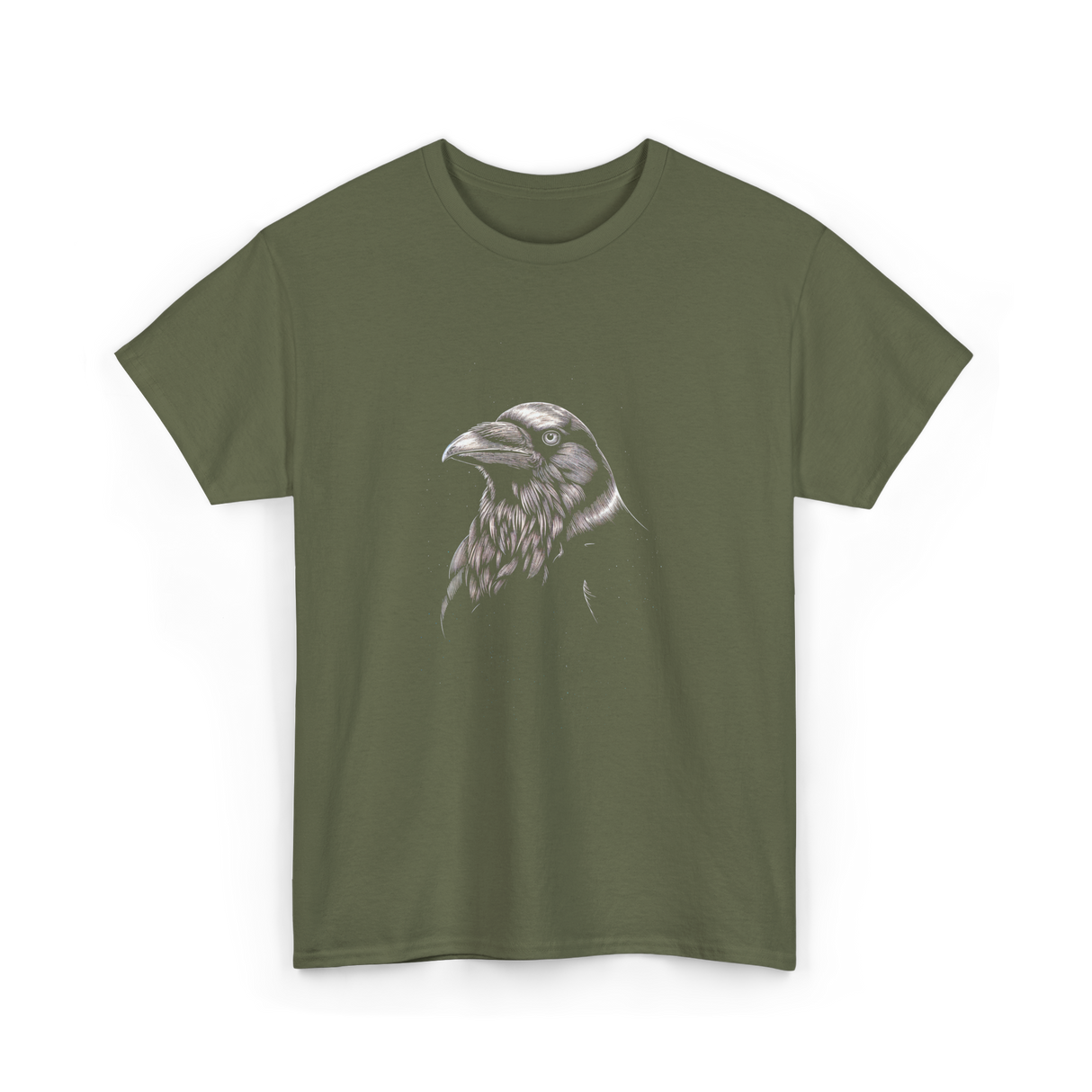 Black Raven Artwork Raven T-Shirt - Military Green