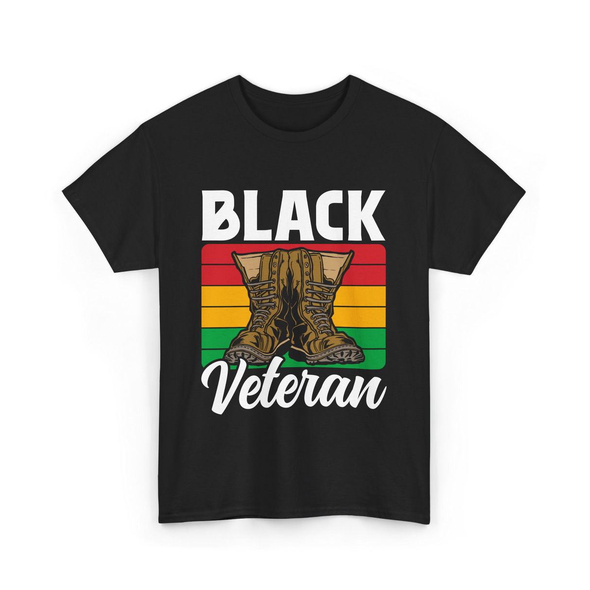 Black Veteran Boots Military T-Shirt - Black